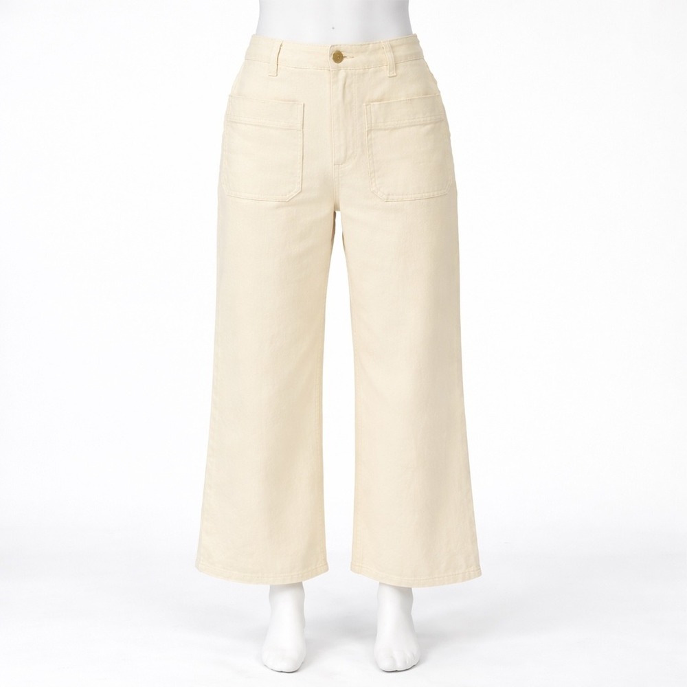 Amuse Society Brooke High Rise Wide Leg‎ Crop Jeans Women's Size 31 Ivory Skater